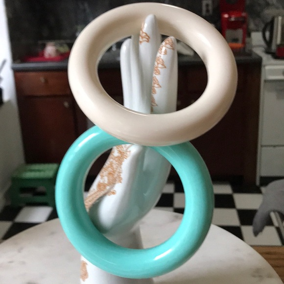 Jewelry - Vintage Soft Blue & White Bangle Bracelets Jewelry - Vintage Soft Blue & White Bangle Bracelets